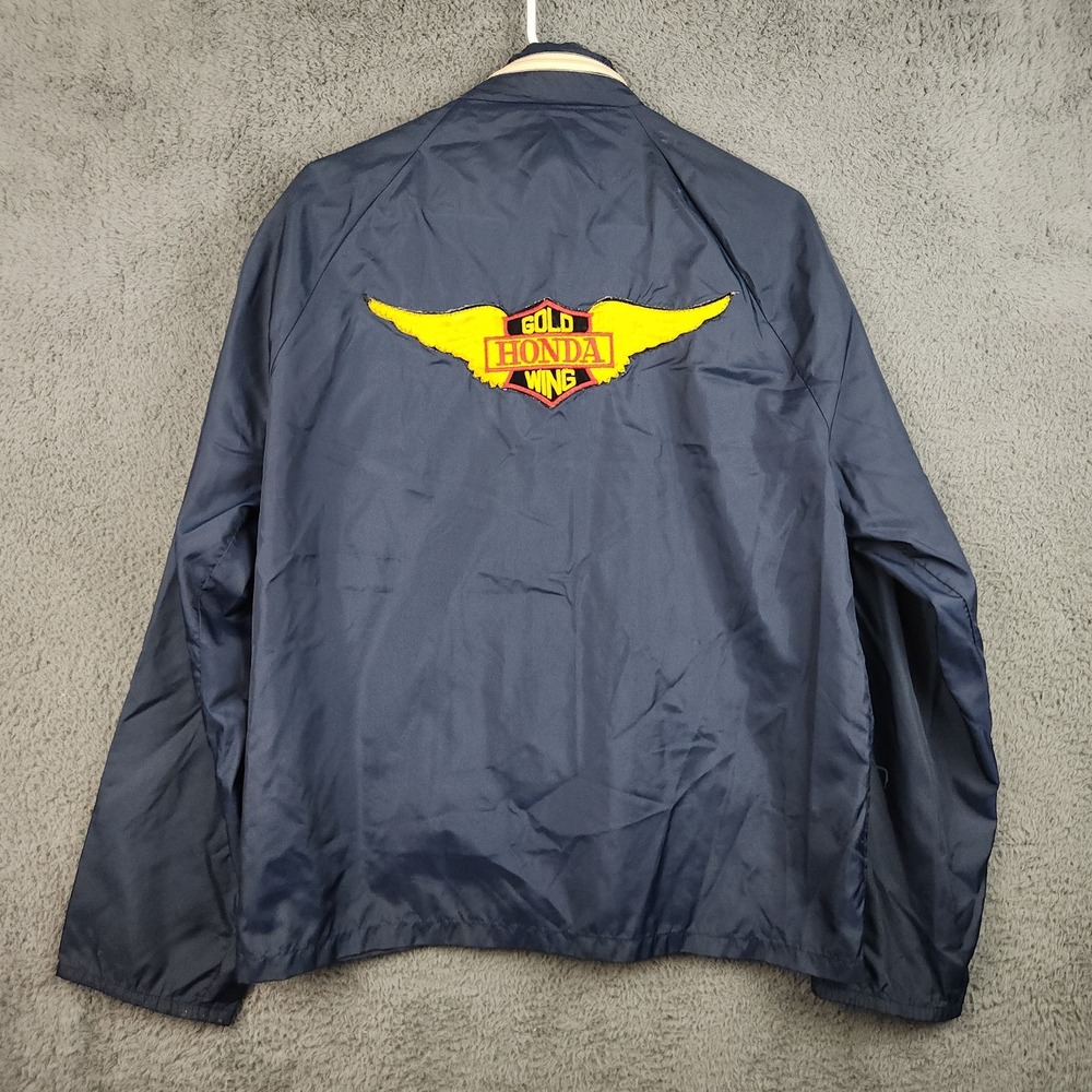 Vintage Honda Racing Gold Wing Windbreaker Jacket Men Small Hidden Hood Packable